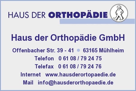 Haus Der Orthopadie Gmbh In Muhlheim Am Main Branche N